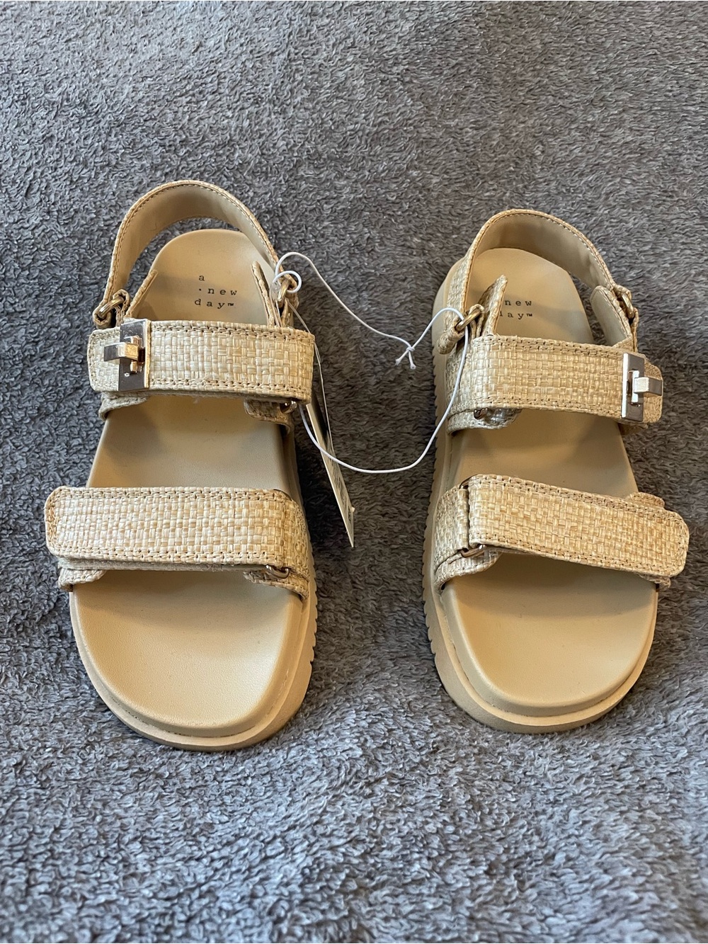 a new day Women's Tan Woven Double-Strap Sandals